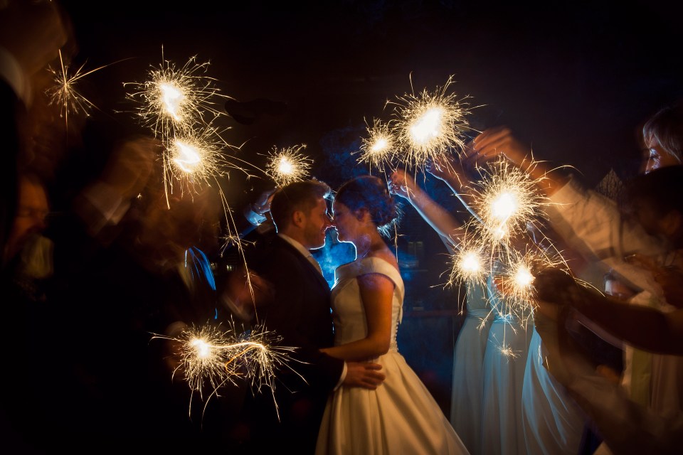 Wedding Sparkler shot at Oddfellows Chester